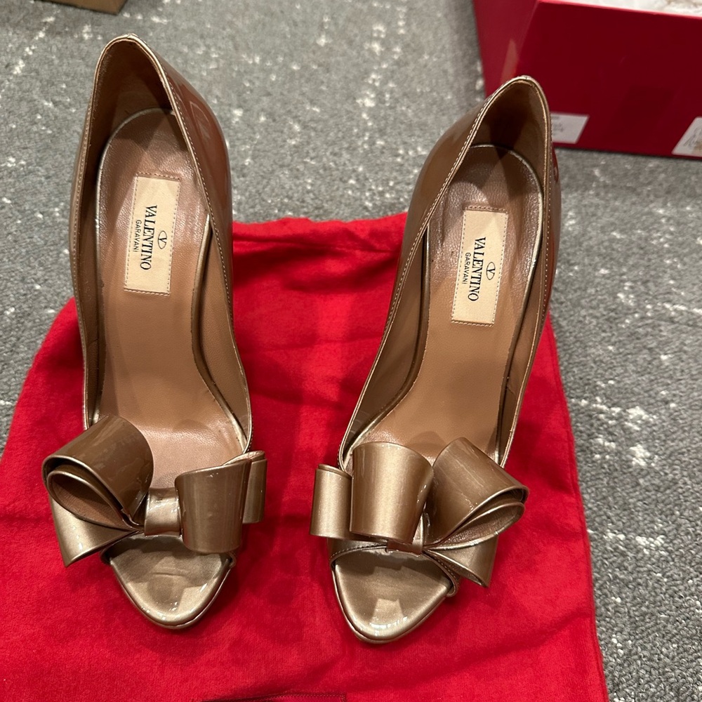 Valentino Women's Brown Peep-Toe Heels
